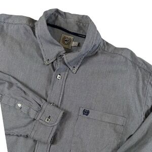 Cinch Shirt Adult XL Gray Plaid Button Up‎ Embroidered Logo Woven Cotton
